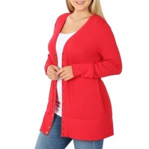 ZENANA
Long Sleeve Snap Button V-neck Sweater Cardigan
